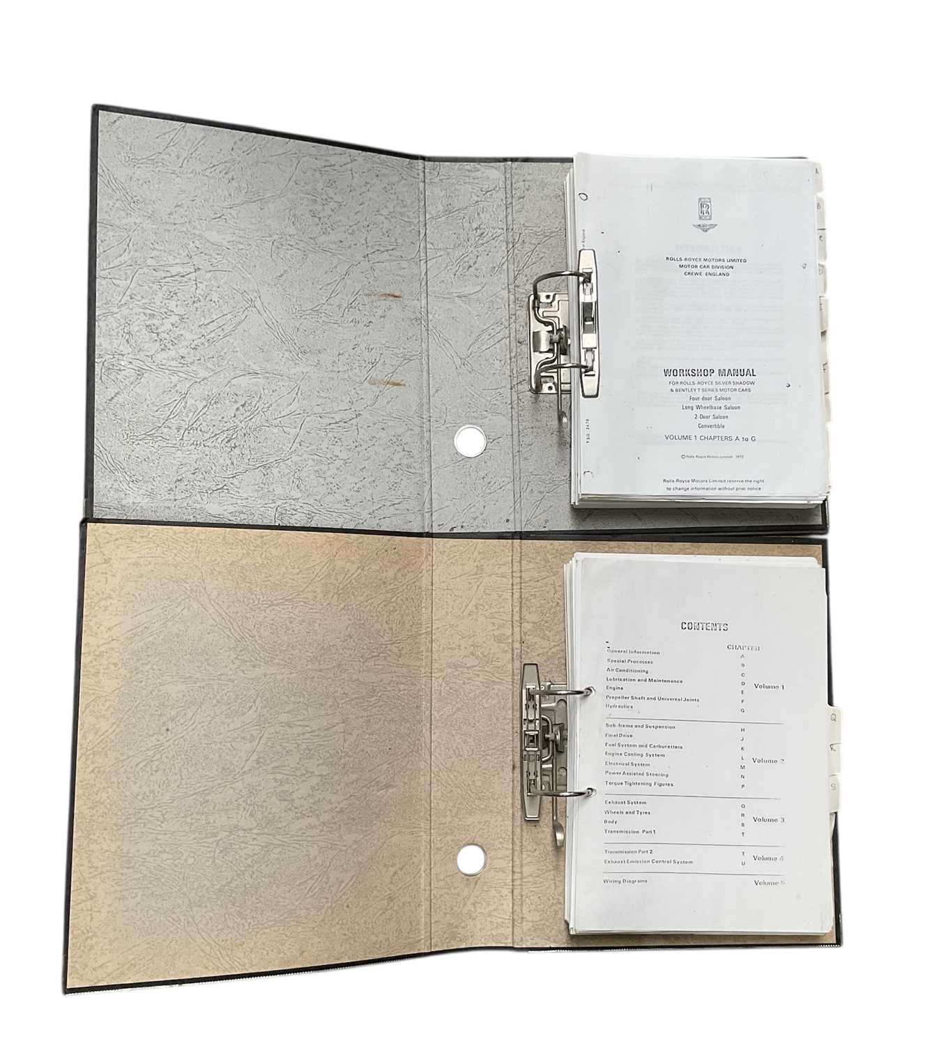 Lot 54 - Rolls-Royce Silver Shadow and Bentley T Workshop Manual, photocopied - in two ring bindings
