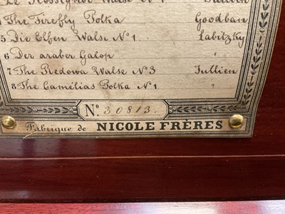 Lot 964 - Fine Nicole Freres Swiss music box playing eight airs, restored in 2000 and with article relating to the restoration