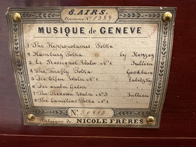 Lot 964 - Fine Nicole Freres Swiss music box playing eight airs, restored in 2000 and with article relating to the restoration