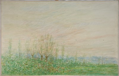 Lot 1159 - *Elinor Bellingham-Smith (1906-1988) oil on canvas - Pollarded trees and Poppies, signed, 91 x 142cm