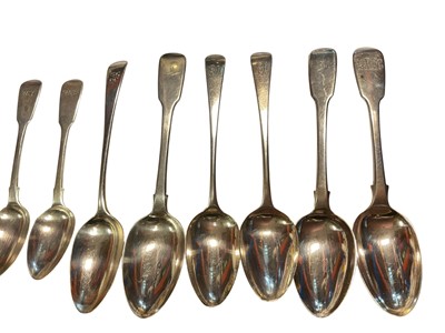 Lot 85 - Group of Georgian and later silver spoons and forks