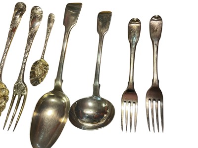 Lot 85 - Group of Georgian and later silver spoons and forks