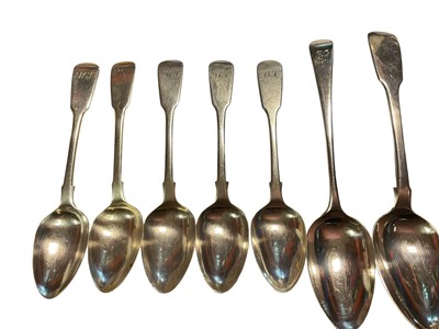 Lot 85 - Group of Georgian and later silver spoons and forks