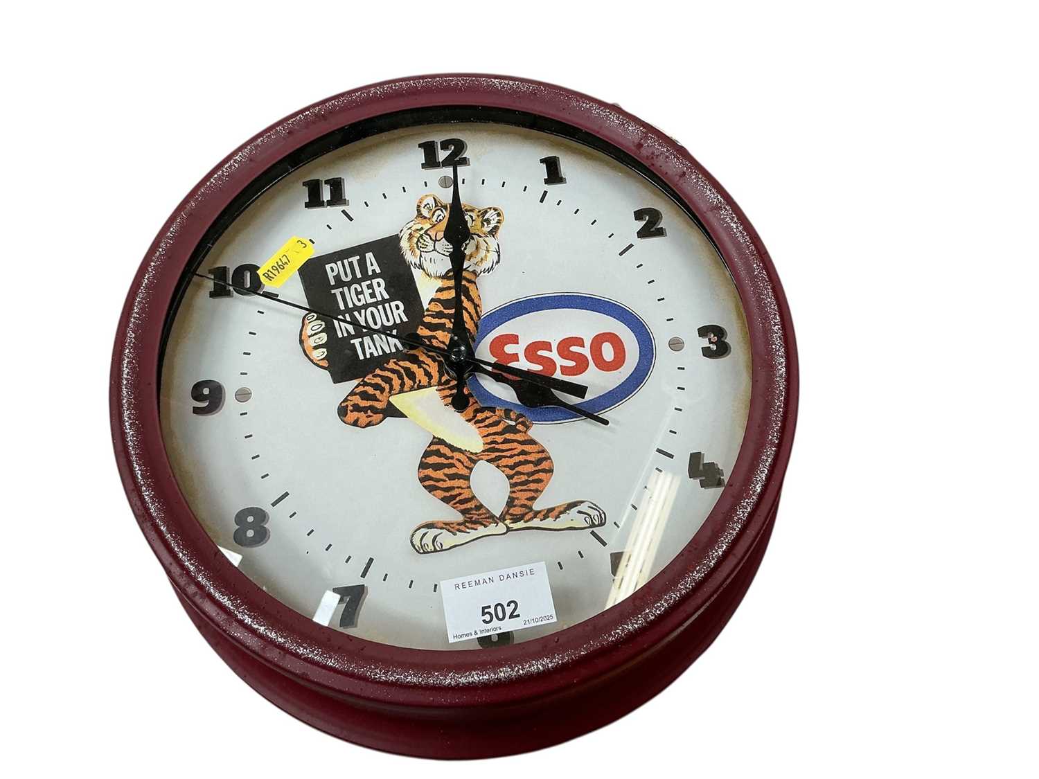 Lot 502 - Reproduction Esso wall clock.