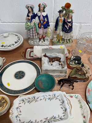 Lot 5087 - Group of ceramics and glass, including a Royal Doulton Burgundy pattern tea set, Beswick horse, Staffordshire figures, etc