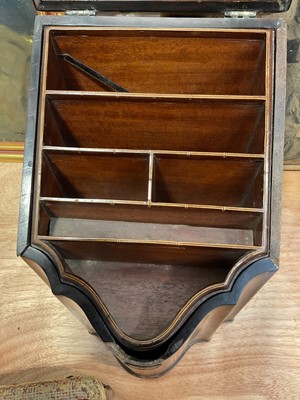 Lot 5089 - George III mahogany knife box, converted to a stationery cabinet, Victorian rosewood carriage warmer with copper flask and assorted antique books