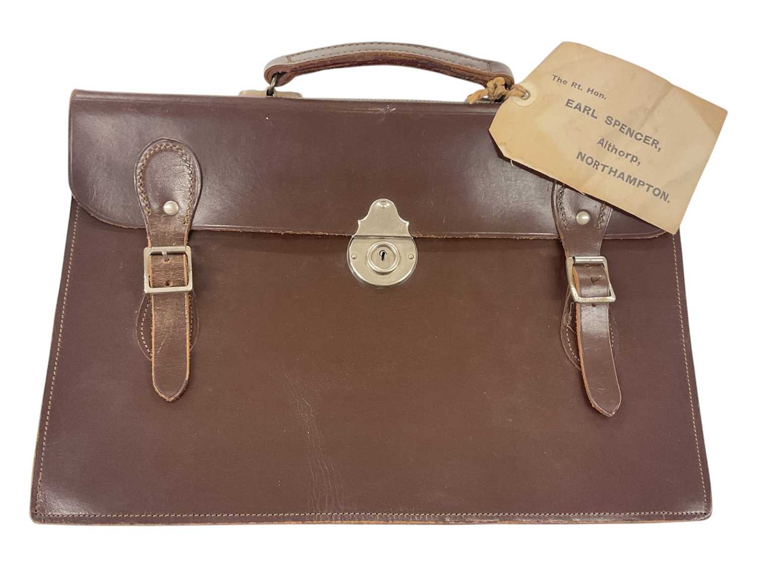 Lot 87 - 1950s Leather attaché case formerly belonging to the Rt. Hon. Earl Spencer