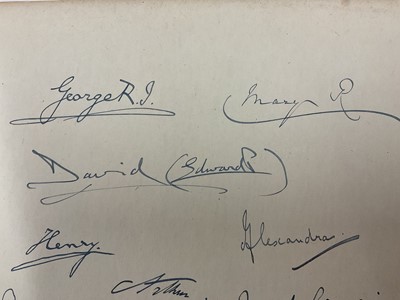Lot 52 - Rare group of 1920s Royal signatures including T.M. King George V and Queen Mary, Edward Prince of Wales and Queen Alexandra..