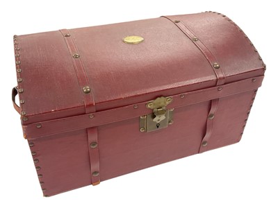Lot 86 - The Rt. Hon. Earl and Countess Spencer, red domed top trunk of small proportions containing dolls clothes, possibly played with by Lady Diana