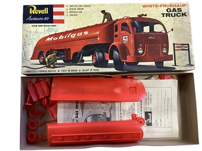Lot 1858 - Revell Authentic Kit model vehicles including Chevrolet Corvette H-1232:139, Cadillac Eldorado Brougham H-1214:149, 1962 Imperial Crown H-1255:149, White-Fruehauf Gas Truck H-1492, Sumbeam Alpin...