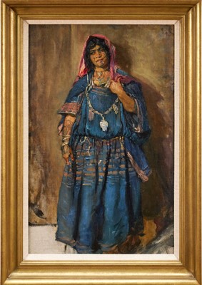 Lot Edgar Bundy (1862-1922) oil on canvas - Portrait of a Tunisian Lady, 'Bride of Last Year', 62cm x 40cm, in gilt frame