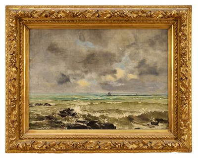 Lot Emmanuel Lansyer (1835-1893) oil on canvas - Seascape, signed and dated '78, inscribed verso, 41cm x 56cm, in good gilt frame