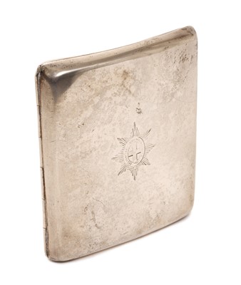 Lot Edwardian Coldstream Guards silver prize cigarette case 1904