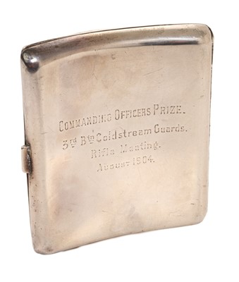 Lot 17 - Edwardian Coldstream Guards silver prize cigarette case 1904