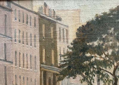 Lot 41 - Rachel Anne Le Bas (1923-2020) oil on canvas - A Paris Street Market, Dusk, Mall Galleries, New English Art Club label verso, 50cm x 65cm, framed