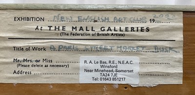 Lot 41 - Rachel Anne Le Bas (1923-2020) oil on canvas - A Paris Street Market, Dusk, Mall Galleries, New English Art Club label verso, 50cm x 65cm, framed