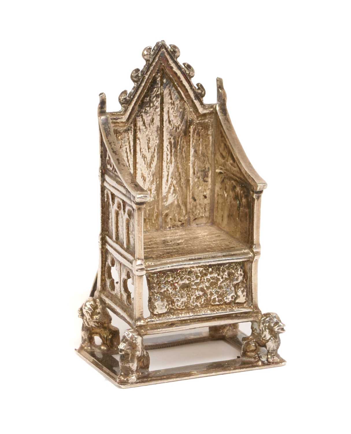 Lot 55 - Edwardian silver menu holder in the form of the Coronation throne