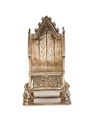 Lot 55 - Edwardian silver menu holder in the form of the Coronation throne