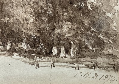 Lot 5112 - Charles Davy (Gloucester Parson) sepia wash study - St James`s Park, London, initialled and dated 1874, in gilt frame, 15cm x 25cm