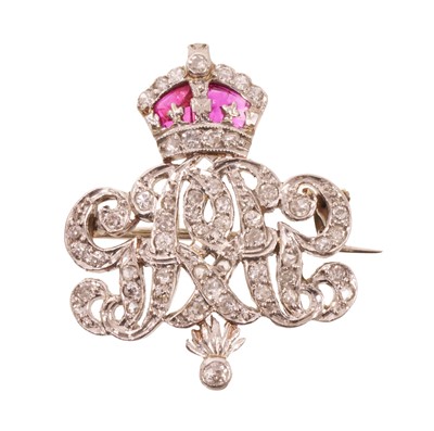 Lot Fine 1950s Grenadier Guards regimental diamond and ruby brooch