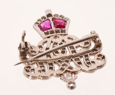 Lot 8 - Fine 1950s Grenadier Guards regimental diamond and ruby brooch