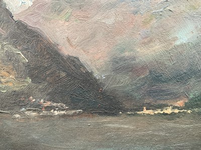 Lot 45 - Pietro Adamo Rimoldi (1869-1939) oil on board, lake scene, and a 19th century gilt frame