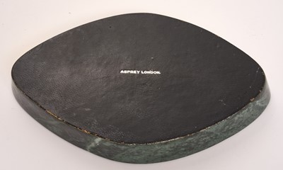 Lot 21 - Asprey, London. A silver mounted green marble desk weight for the Queen's Silver Jubilee 1952-1977, the silver mount impressed “Asprey London” and hallmarked Asprey & Co Ltd. London, 1977. T...