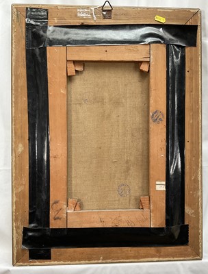 Lot 39 - Italian School, early 20th century oil on canvas, figures before an arch, indistinctly signed, 43cm x 28cm, gilt frame