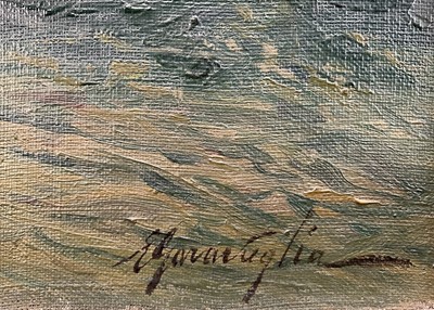 Lot 38 - Ercole Garavaglia (Italian 20th century) oil on board, harbour scene Genoa, signed, 26cm x 40cm, framed