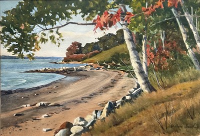 Lot 32 - William Jewell (American) watercolour, Store Beach, Great Diamond Island Maine, signed, 37cm x 53cm, glazed frame