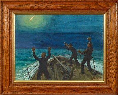 Lot *Snaffles, Charles Johnson Payne (1884-1967) watercolour - 'The Nocturne of the Nore', signed, 27cm x 36.5cm, in glazed frame. Provenance: Bonhams, Knowle, 11th May 2010.