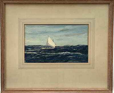 Lot 1213 - *Claude Muncaster (1903-1974) watercolour - ‘The Starboard Boat’, inscribed verso, signed, 17cm x 29cm, in glazed gilt frame