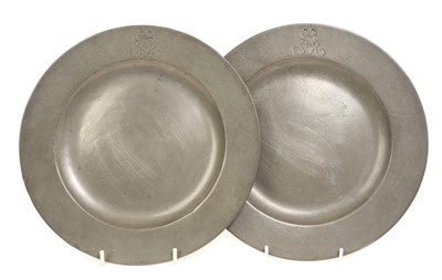 Lot The Coronation of H.M. King George IV, July 19th 1821, pair pewter plates made for the Coronation banquet