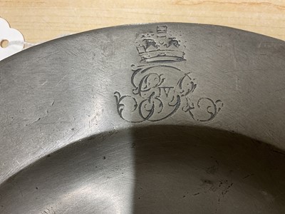 Lot 9 - The Coronation of H.M. King George IV, July 19th 1821, pair pewter plates made for the Coronation banquet