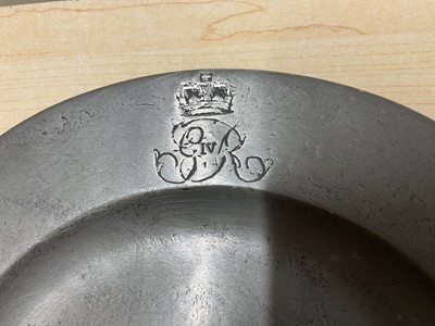 Lot 9 - The Coronation of H.M. King George IV, July 19th 1821, pair pewter plates made for the Coronation banquet