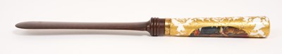 Lot 54 - 19th century letter opener with porcelain handle, commemorating the coronation of H.M.Queen Victoria