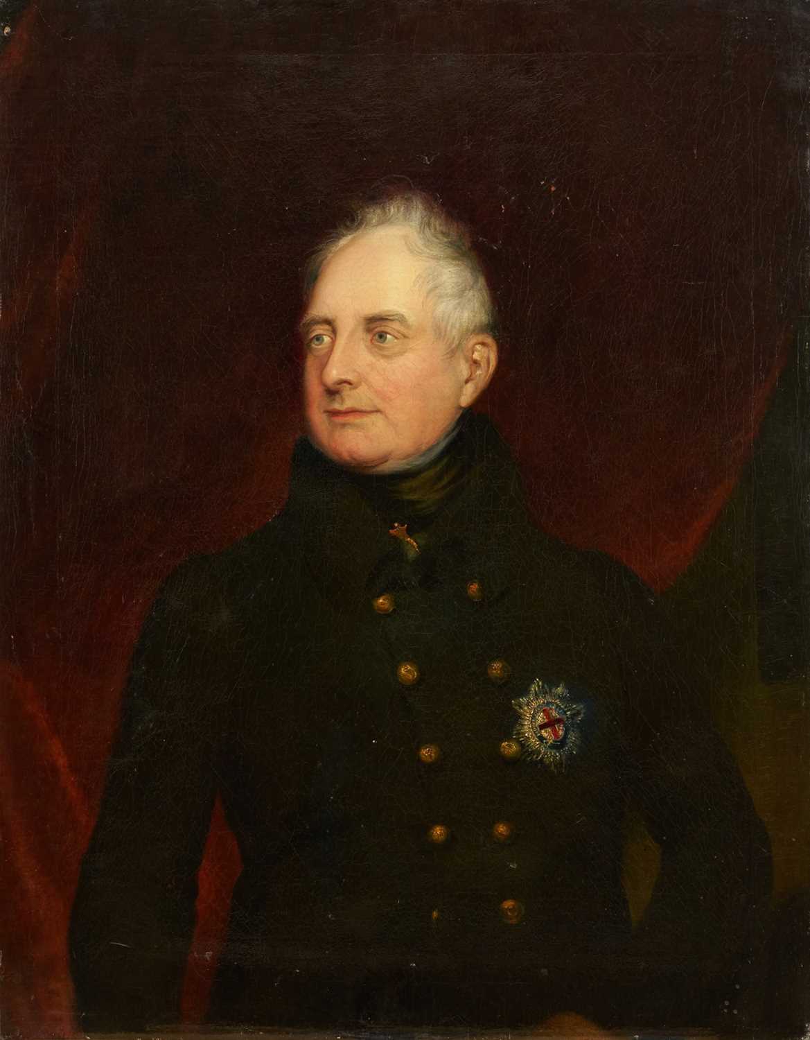 Lot 15 - 19th century English School oil on canvas portrait of H.M. King William IV I uniform, 91cm x 71cm, unframed