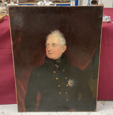 Lot 15 - 19th century English School oil on canvas portrait of H.M. King William IV I uniform, 91cm x 71cm, unframed