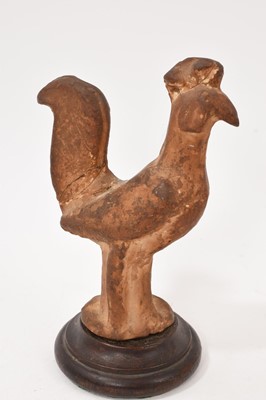 Lot 862 - Chinese Tang dynasty glazed earthenware cockerel figure. Provenance: Collection of Captain George Fenwick-Owen
