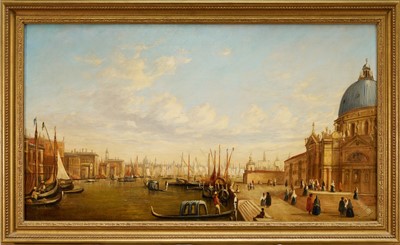 Lot After David Roberts, 19th century oil on canvas - Venetian Canal Scene, with signature and dated 1847, 61cm x 107cm, in gilt frame