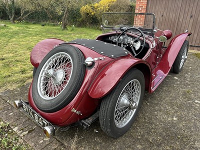 Lot 1935 Riley 9 Imp, registration BYK 947, chassis 6027447, red coach work with burgundy hide upholstery, fitted with pre-selector gearbox.