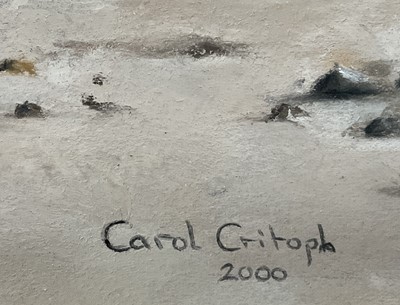 Lot 69 - Carol Critoph (b. 1950) pastel, beach scene titled ‘Olivia’, signed and dated 2000, 35cm x 43cm, glazed frame