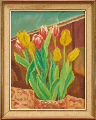 Lot Eardley Knollys (1902-1992) oil on canvas, Tulips in a vase, signed, 42cm x 32cm, framed