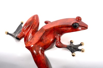 Lot Tim Cotterill ‘Frogman’, very large limited edition enamelled bronze model of a frog, signed, 108/500, 82cm from foot to head