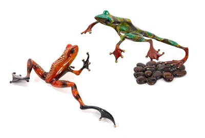 Lot Tim Cotterill 'Frogman' (British, b.1950), two limited edition enamelled bronze frogs