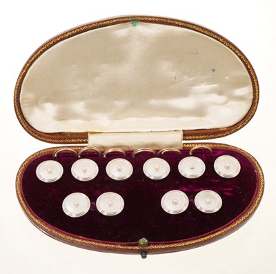 Lot Suite of gold and enamel and pearl cufflinks and dress studs