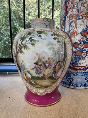 Lot 208 - Hand painted Dresden vase and Japanese stick stand