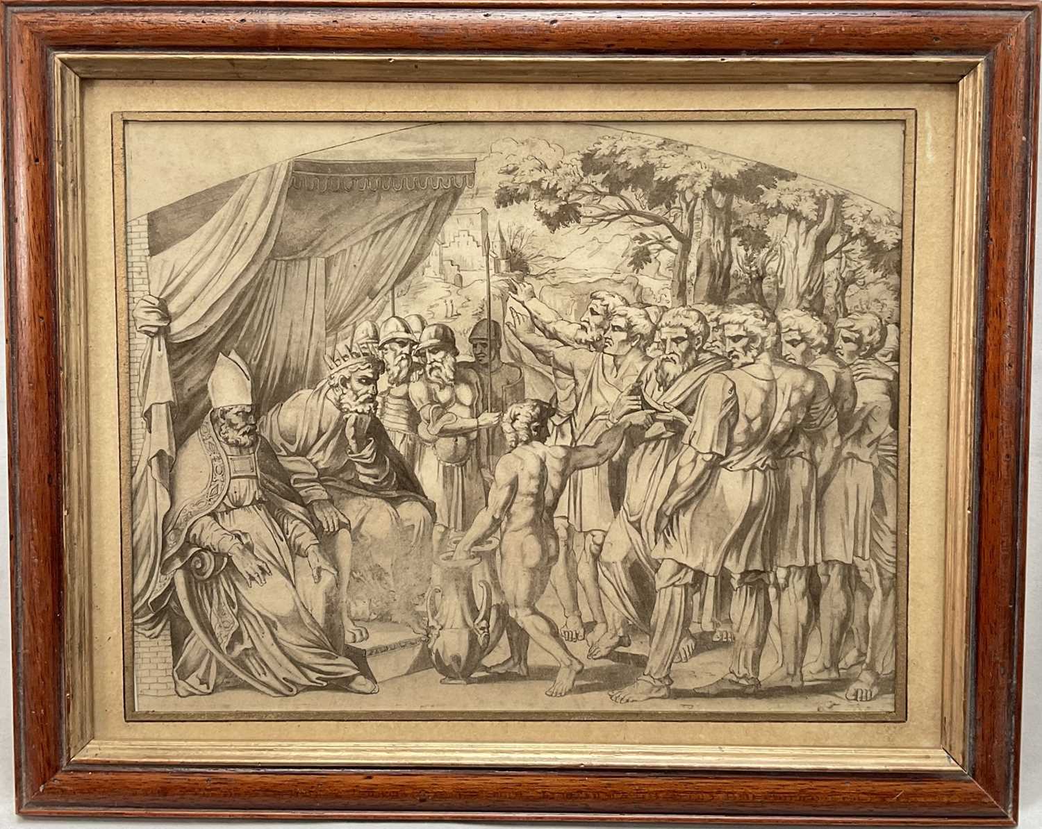 Lot 60 - 19th century watercolour after Raphael - Eleazar and Joshua and the tribes of Israel, 23cm x 29cm, glazed frame
