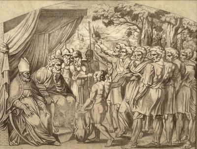 Lot 60 - 19th century watercolour after Raphael - Eleazar and Joshua and the tribes of Israel, 23cm x 29cm, glazed frame