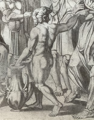 Lot 60 - 19th century watercolour after Raphael - Eleazar and Joshua and the tribes of Israel, 23cm x 29cm, glazed frame